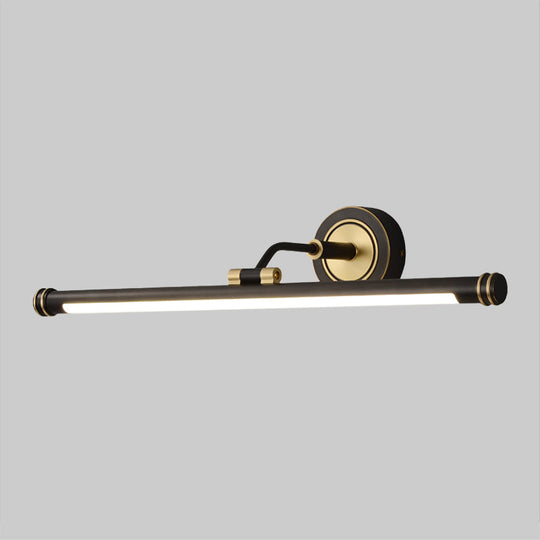Contemporary Led Tubular Wall Sconce With Adjustable Arm - Black/Brass Metal Vanity Light Fixture