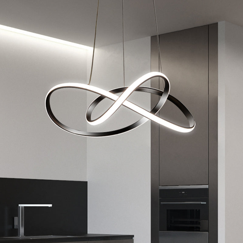 Minimalist Metallic LED Pendant Chandelier - Knotting Ceiling Light for Restaurants (Black)