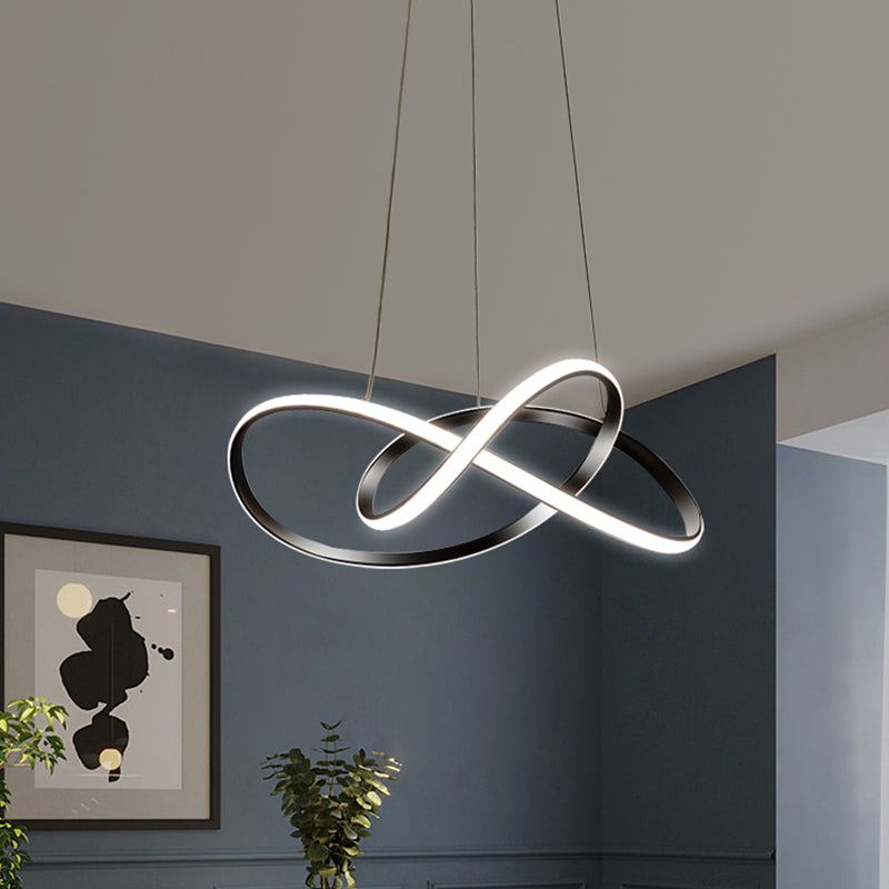 Minimalist Metallic LED Pendant Chandelier - Knotting Ceiling Light for Restaurants (Black)