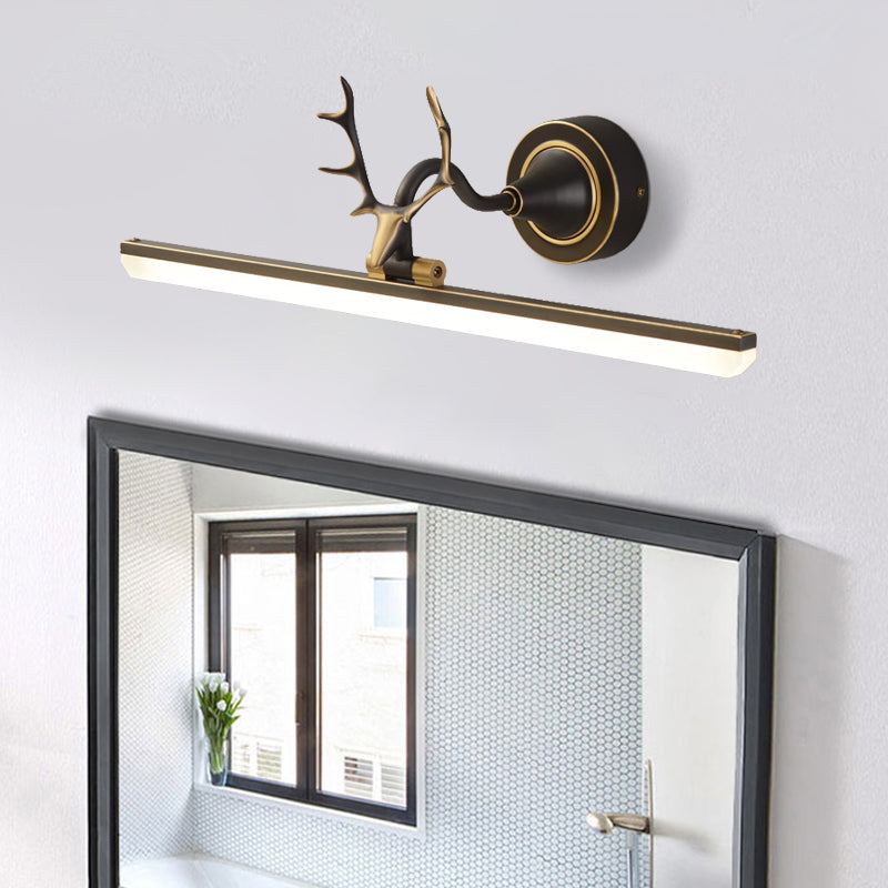 Modern Black/Gold Led Vanity Lamp With Antler Arm And Acrylic Shade For Stylish Wall Lighting Black