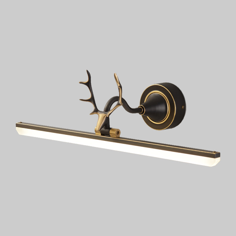 Modern Black/Gold Led Vanity Lamp With Antler Arm And Acrylic Shade For Stylish Wall Lighting