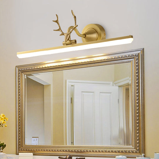 Modern Black/Gold Led Vanity Lamp With Antler Arm And Acrylic Shade For Stylish Wall Lighting