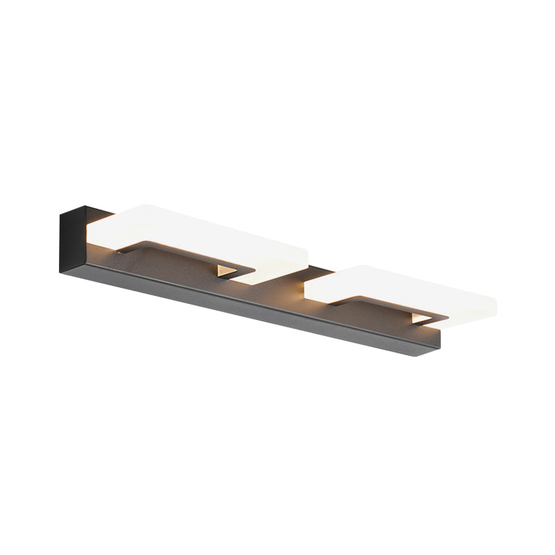 Modern Acrylic Rectangle Vanity Sconce - 2/3 Heads Black Wall Lighting For Bathroom With Warm/White