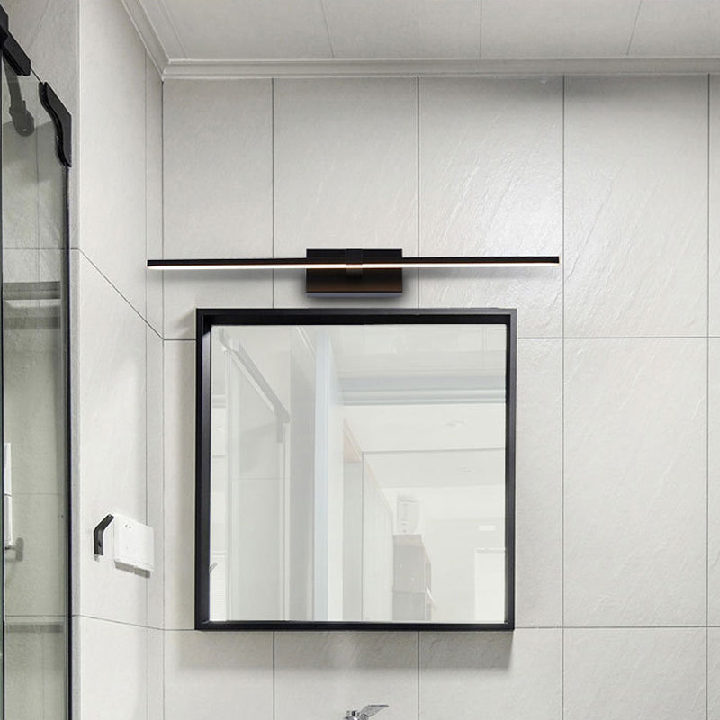 Sleek Led Black Vanity Wall Light - Modern Mounted Lighting For Bathroom In Warm/White / White