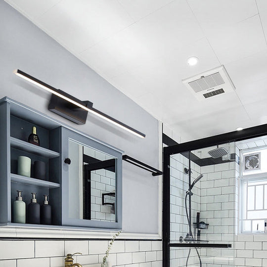 Sleek Led Black Vanity Wall Light - Modern Mounted Lighting For Bathroom In Warm/White