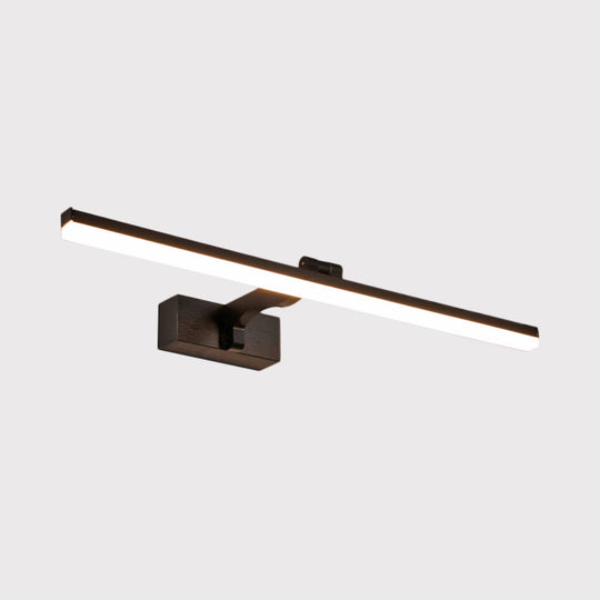 Sleek Metal Vanity Light Fixture Simplicity 16/19.5 L Led Wall Lamp In Black With Warm/White
