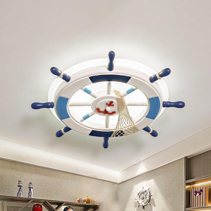 Blue Led Round Acrylic Ceiling Light With Creative Rudder Design - Flushmount Lighting