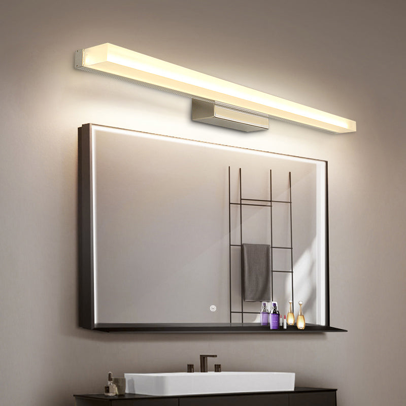 Led Nickel Wall Sconce Light With Modern Style For Toilets Elongated Acrylic Vanity Lighting