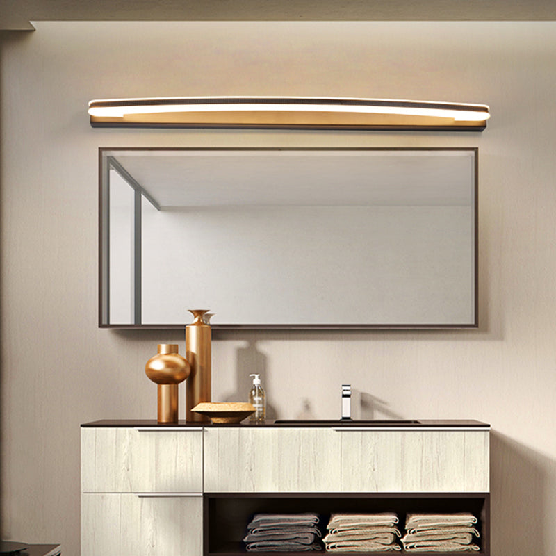 Curved Led Bathroom Vanity Light - Wall Mounted Minimalist Metal Lamp In Black With Warm/White