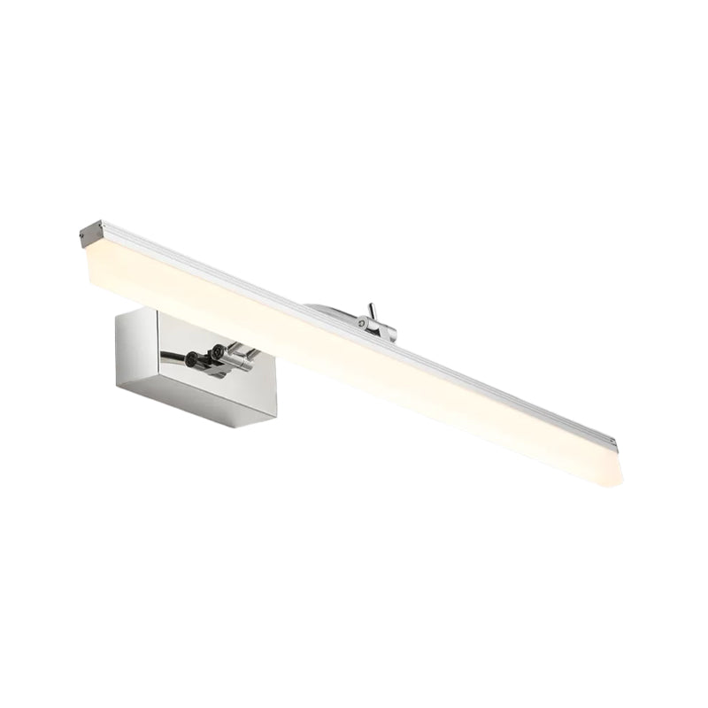 Contemporary Chrome Led Wall Vanity Light - Acrylic Elongated Design With Warm/White