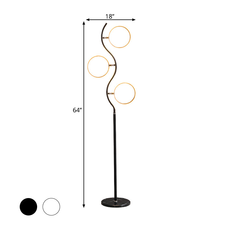 Modern Circular Tree Floor Lamp With Adjustable Metal Head Led Standing Light (Black/White)