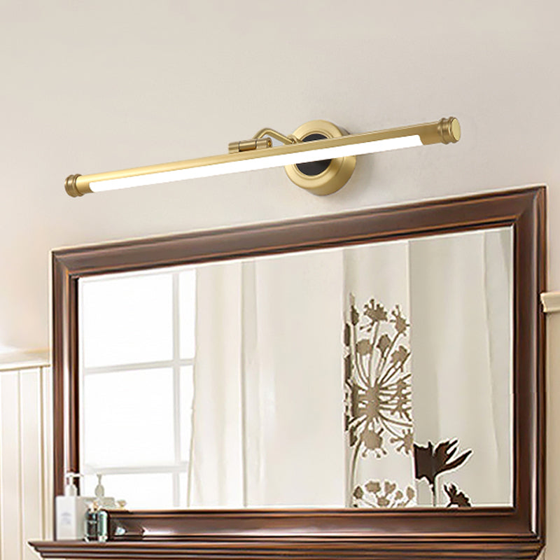 Elegant Brass Led Sconce Light With Swing Arm For Vanity - Minimalist Design