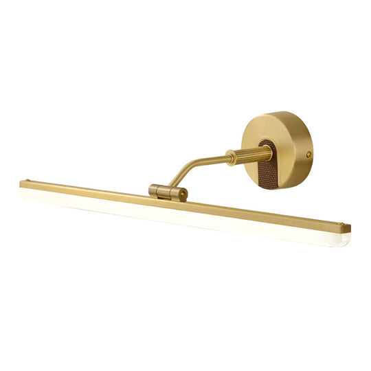 Minimal Gold Led Bathroom Wall Sconce With Adjustable Vanity Light And Acrylic Shade