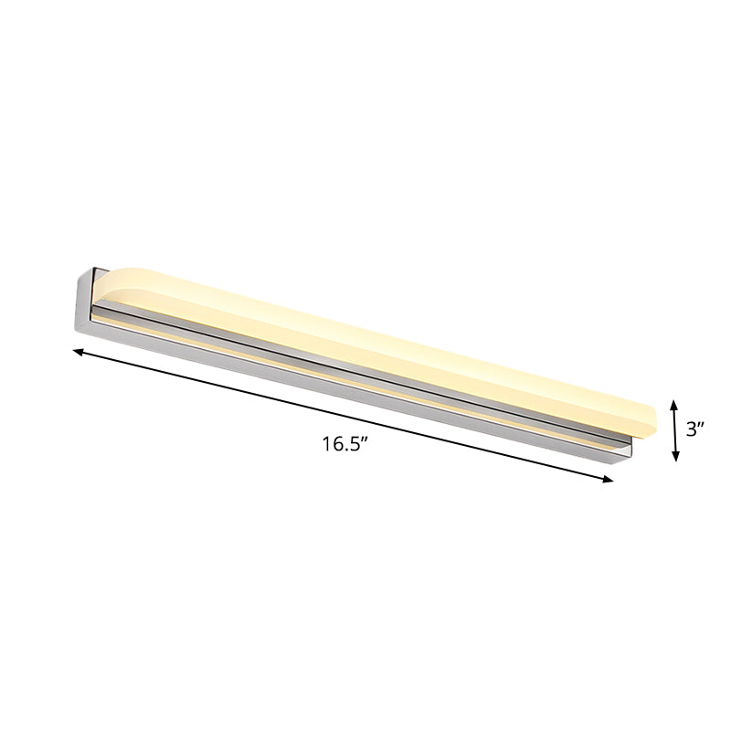 Contemporary Led Cylinder Bar Light In Nickel For Shower Room Vanity - Warm/White