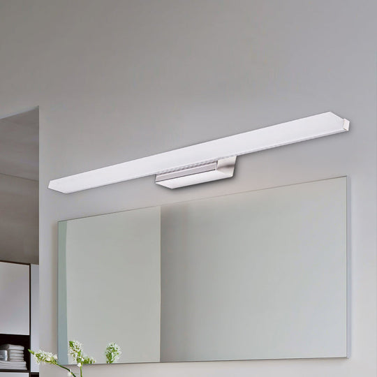 Modernity Led Vanity Lighting - Linear Metallic White Wall Mounted Lamp In Warm/White Light /