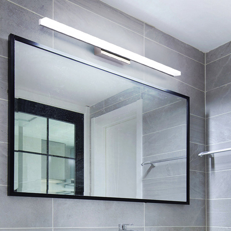 Linear Acrylic Led Vanity Mirror Light - Stylish Silver Wall Mounted Lighting In Warm/White / White