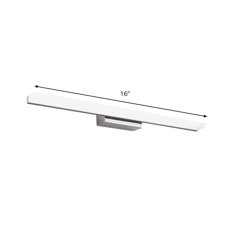 Linear Acrylic Led Vanity Mirror Light - Stylish Silver Wall Mounted Lighting In Warm/White
