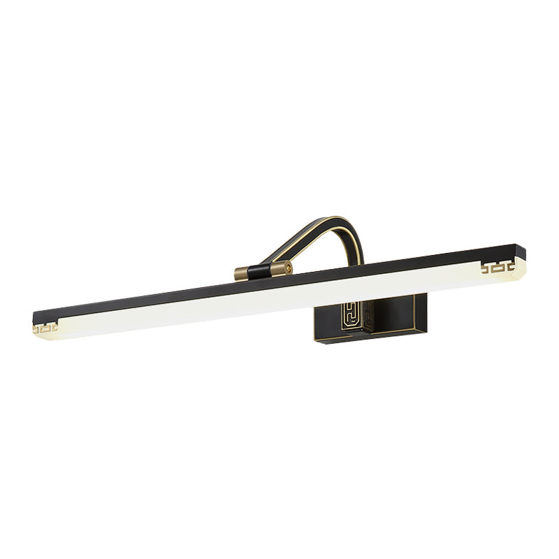 Metallic Led Swing Arm Wall Lamp In Black For Elongated Dressing Tables