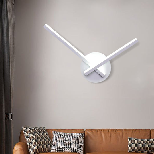 Modern Metallic Wall Sconce With Overlapping Lines - Simplicity Black/White Led Fixture Warm/White
