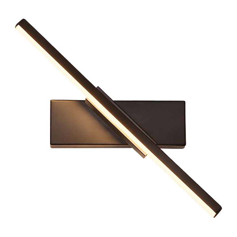 Contemporary Metallic Black/White Led Wall Sconce In Warm/White Light: Linear Vanity Light Fixture