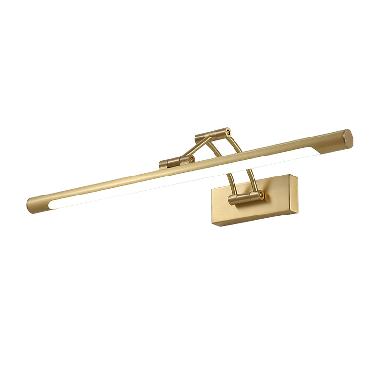 Brass Led Swing Arm Wall Lamp - Minimalistic Vanity Light For Mirror Cabinet