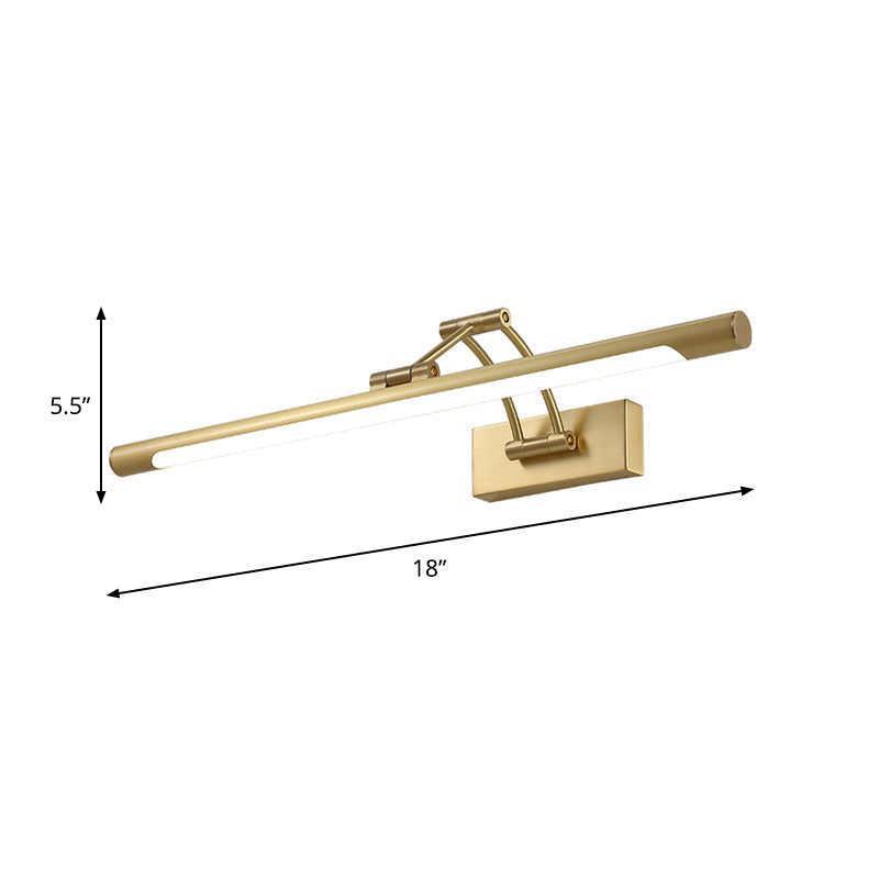 Brass Led Swing Arm Wall Lamp - Minimalistic Vanity Light For Mirror Cabinet
