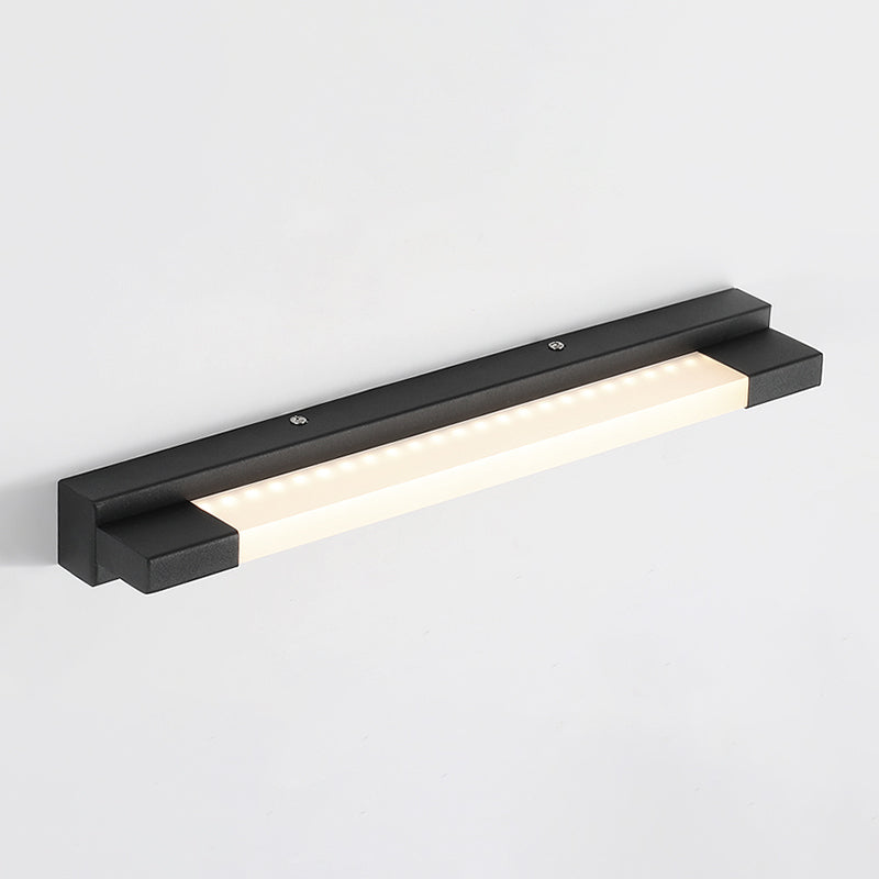 Modern Black Led Vanity Mirror Light Wall Mounted Lamp - Simple Straight Design With Warm/White