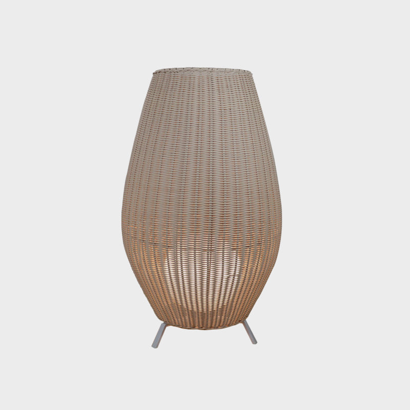 Modern Woven Oval Floor Lamp - Asian Rattan Beige/Brown With Inner Spherical Shade
