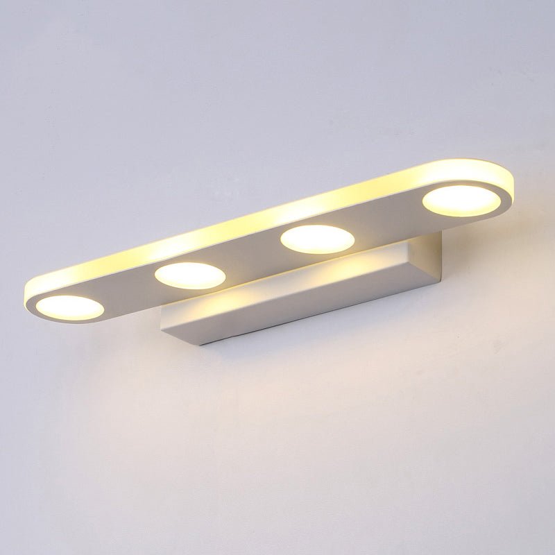 Minimalist Oval Acrylic Vanity Light With 4/6 Bulbs In Warm/White - 15/23 Length And White Finish
