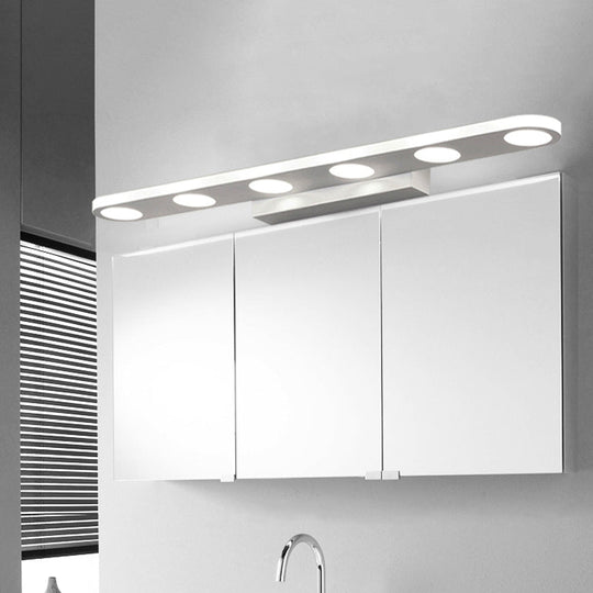 Minimalist Oval Acrylic Vanity Light With 4/6 Bulbs In Warm/White - 15/23 Length And White Finish /