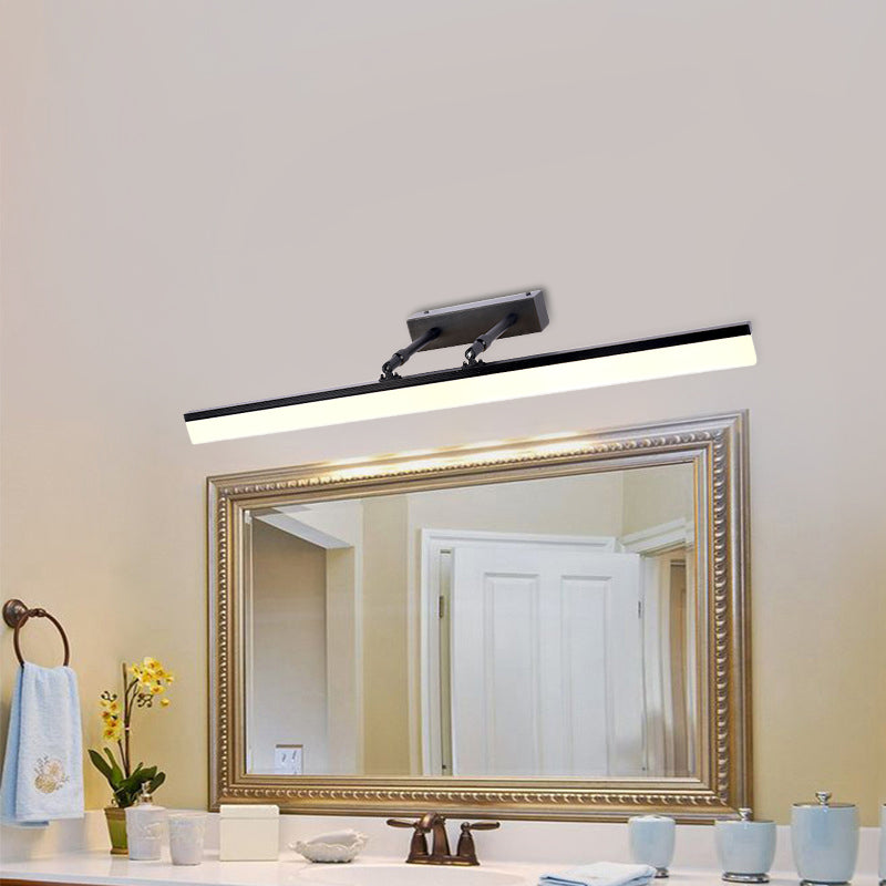 Modern Led Vanity Wall Light In Black With Acrylic Cover For Warm And White Illumination /