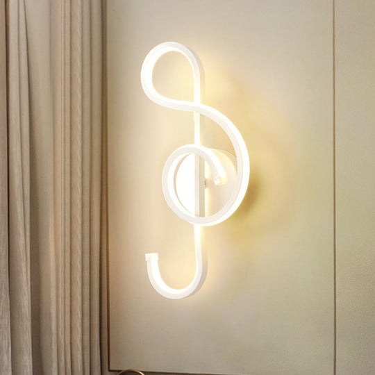 Musical Note Wall Mounted Lamp: Modernist Iron Sconce With Led Surface In Black/White - Warm/White