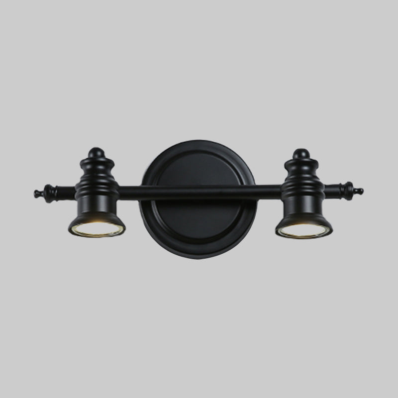 Adjustable Black Wall Light Fixture With 2 Arms And Simplicity 2-Head Design - Ideal For Bathroom