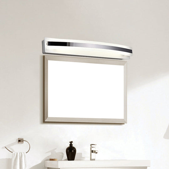 Led Acrylic Vanity Light In Chrome: Streamlined Wall Lighting Solution For Warm/White Bathroom