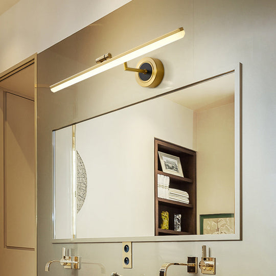 Modern Linear Led Bathroom Vanity Light Fixture In Black/Gold - Minimalist Wall Lighting