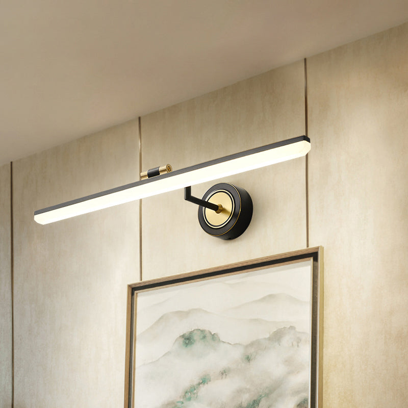 Modern Linear Led Bathroom Vanity Light Fixture In Black/Gold - Minimalist Wall Lighting