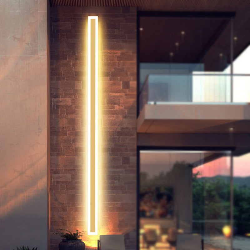 Stripe Sconce Light Fixture: Contemporary Metallic Led Outdoor Wall Lamp In Gold Warm/White