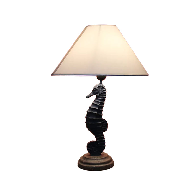 Seahorse Base Bedchamber Nightstand Lamp: Single Bulb Table Light For Children In Dark Blue/Sky