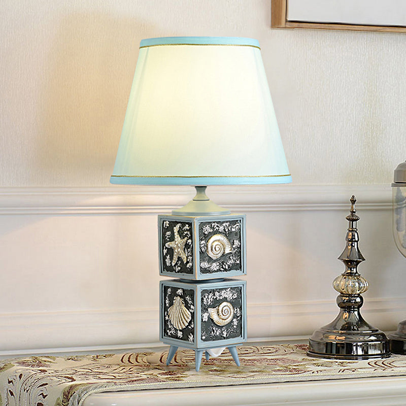 Modern Conch Cubic Resin Night Table Lamp: Light/Sky Blue Shade 1-Light Task Lighting Light / With
