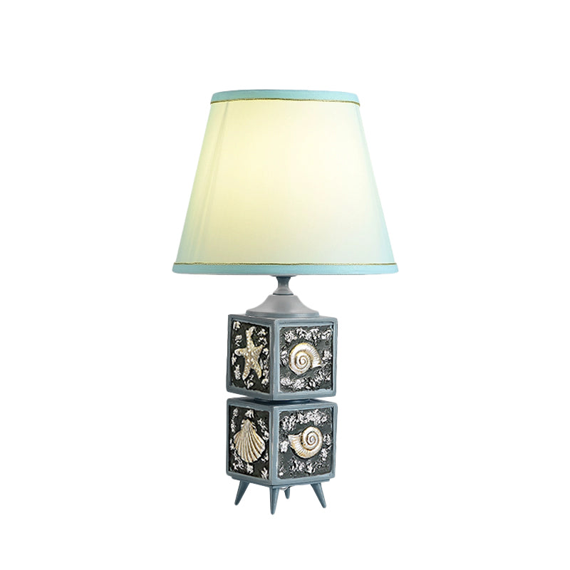 Modern Conch Cubic Resin Night Table Lamp: Light/Sky Blue Shade 1-Light Task Lighting