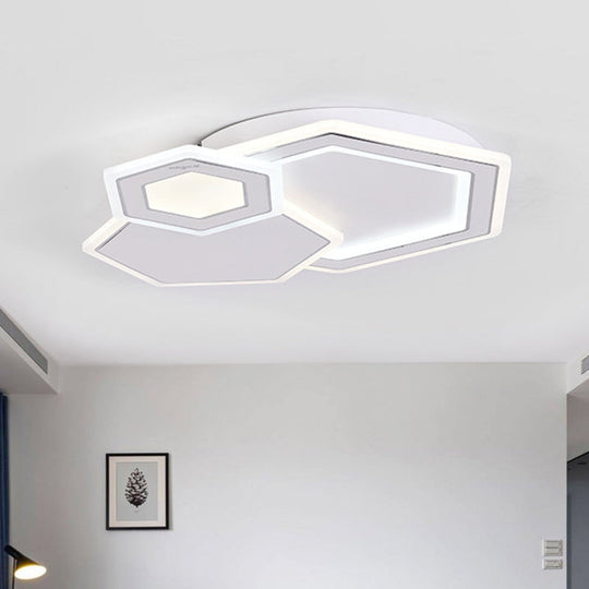 Modern Metal Led Ceiling Mounted Fixture For Guest Room - Minimalist Black & White Flush Light