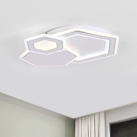 Modern Metal Led Ceiling Mounted Fixture For Guest Room - Minimalist Black & White Flush Light