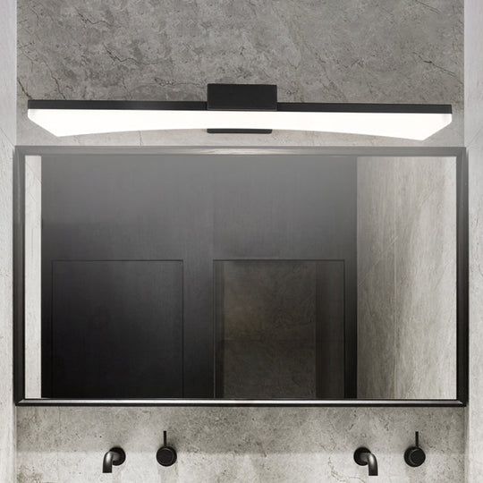Modern Curved Led Vanity Light Fixture - Black Bathroom Sconce With Acrylic Cover Warm/White / Warm