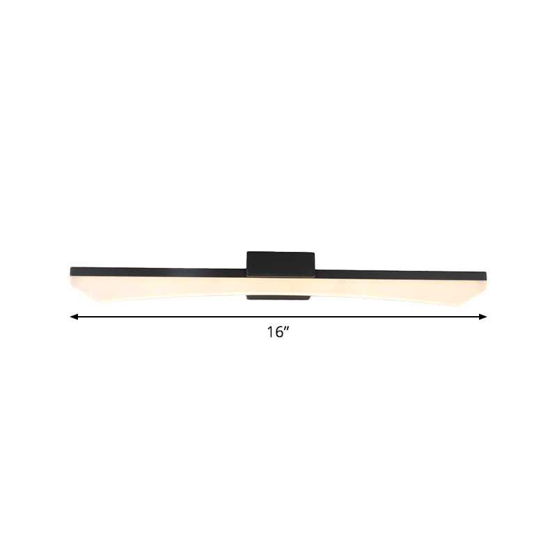 Modern Curved Led Vanity Light Fixture - Black Bathroom Sconce With Acrylic Cover Warm/White
