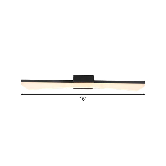 Modern Curved Led Vanity Light Fixture - Black Bathroom Sconce With Acrylic Cover Warm/White