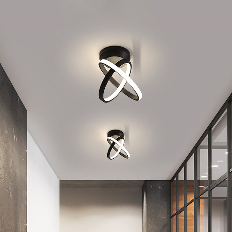 Sleek Metallic Black/White Led Flushmount Ceiling Lamp With Adjustable Warm/White Light -