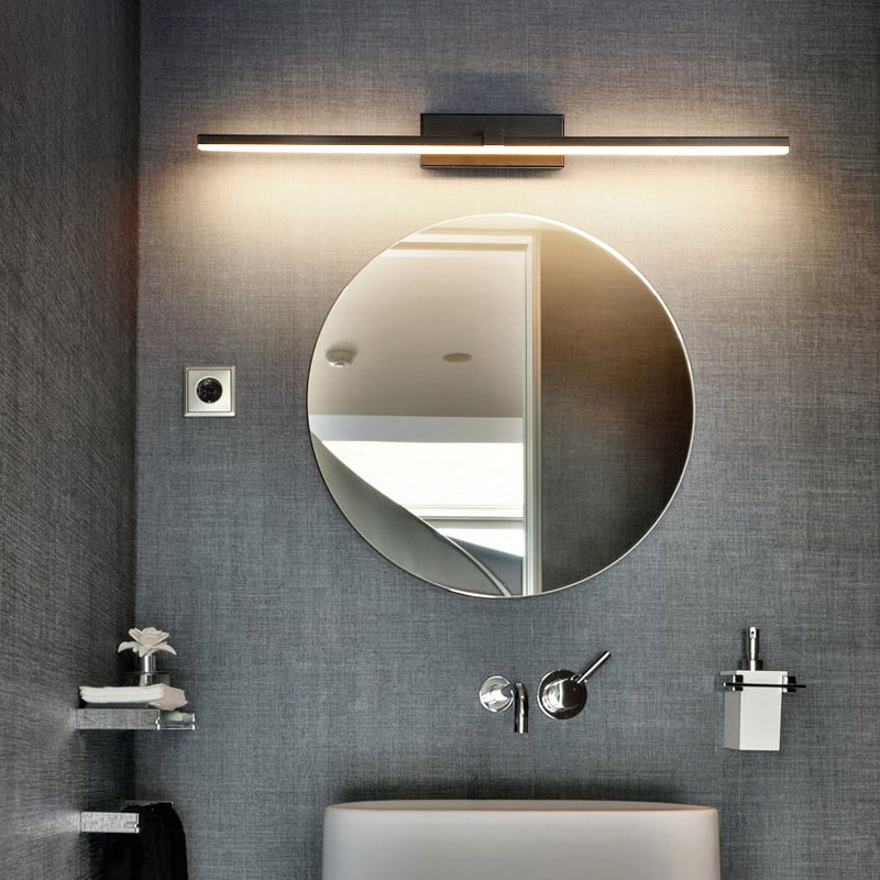 Led Vanity Light Fixture With Straight Metal Shade And Warm/White For Shower Room Wall - Simple