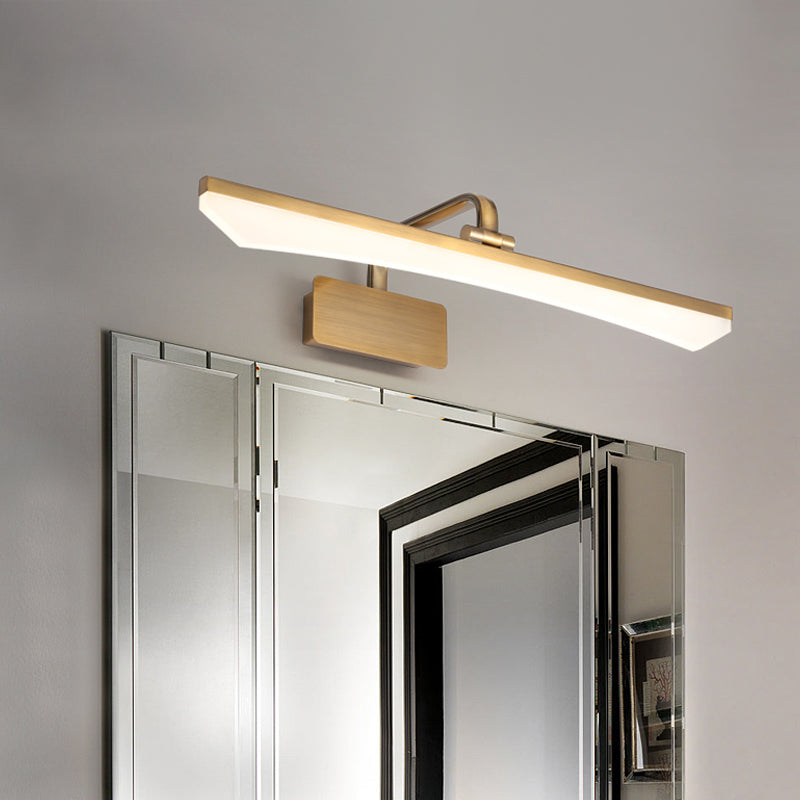 Modern Gold Metal Led Vanity Lamp - Slim & Stylish Bathroom Wall Lighting With Warm/White Light /