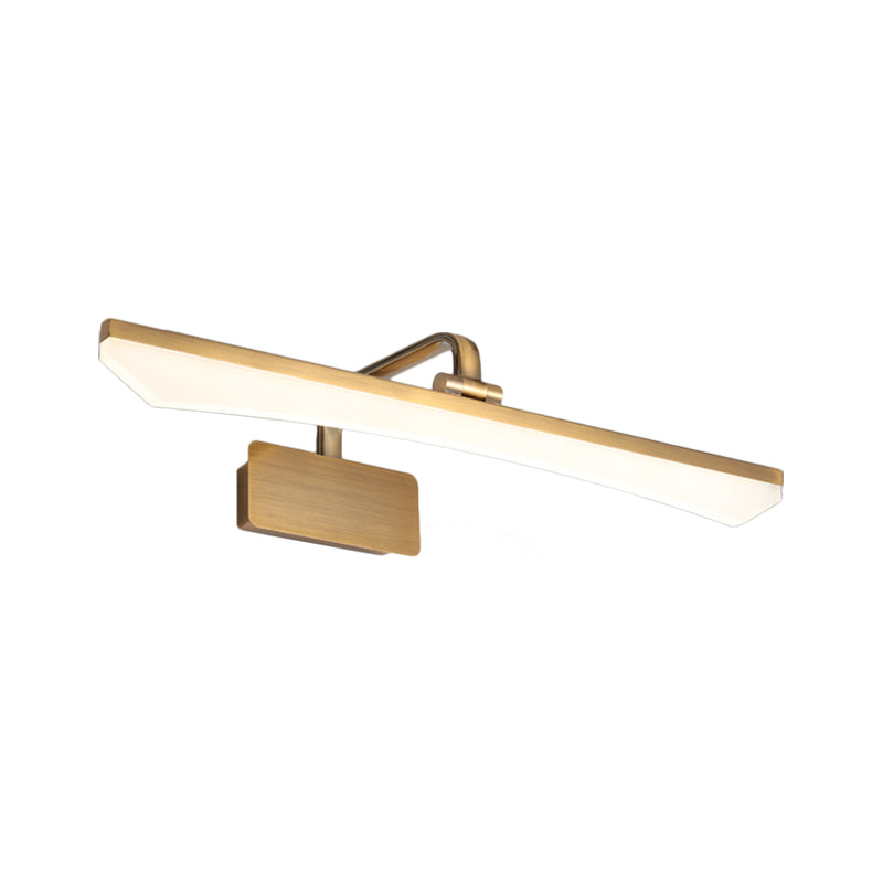 Modern Gold Metal Led Vanity Lamp - Slim & Stylish Bathroom Wall Lighting With Warm/White Light