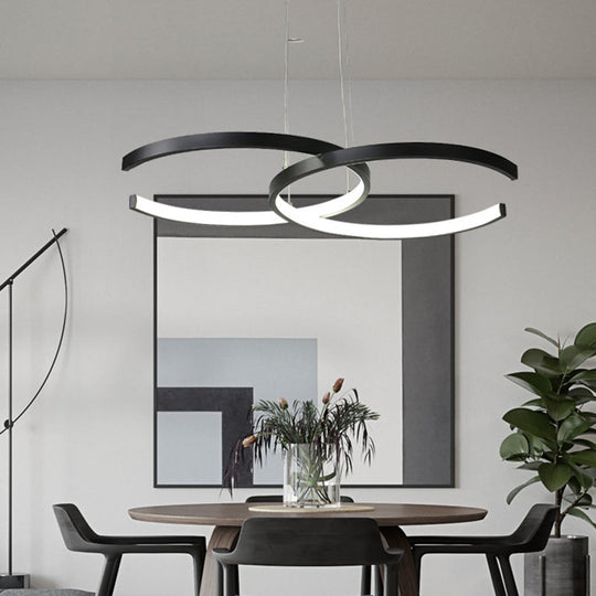 Modern Black/White C-Frame Chandelier Lamp - Led Down Lighting Pendant In Warm/White Light